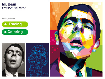 Mr. Bean Style Pop Art Wpap ( Wedha's Pop Art Potrait) illustration mr.bean