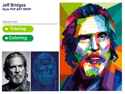 Jeff Bridges Style Pop Art Wpap ( Wedha's Pop Art Potrait) illustration