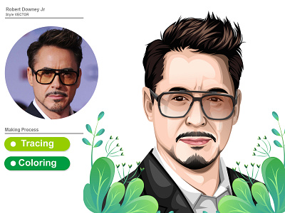 Robert Downey Jr. Style Pop Art Vector illustration