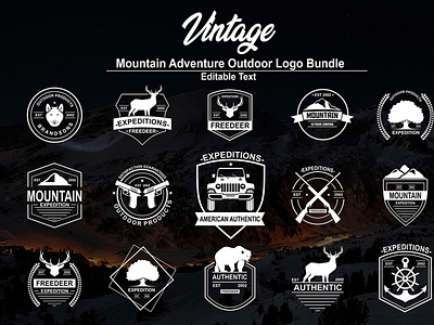 Set of vector mountain and outdoor adventure logos