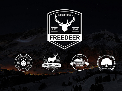 Set of vector mountain and outdoor adventure logos