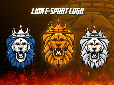 king lion mascot esport logo design