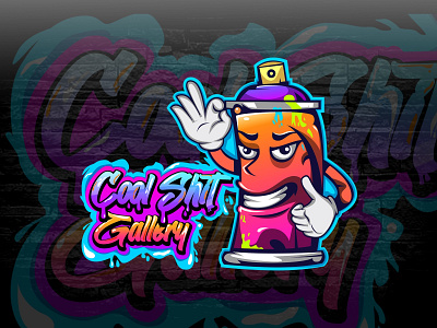 Logo illustration of graffiti artist with spray