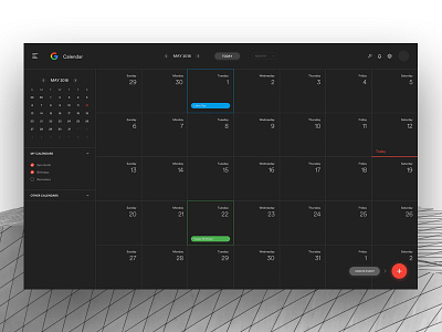 Google Calendar - Black Version black calendar design google interface uiux user userexperience webapp