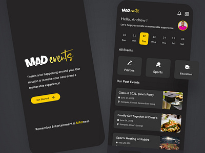 Mad Events app design branding design logo minimal ui ux