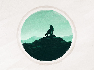 Wolf cliff color design illustration lonewolf paint painterly rocks wolf