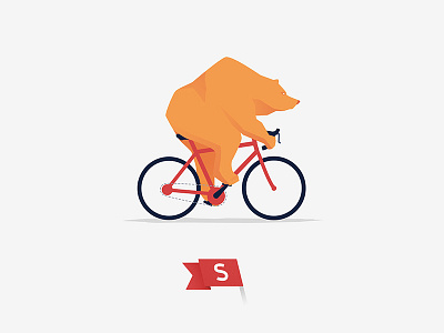 Bicycle riding bear bear bicycle bike design illustration