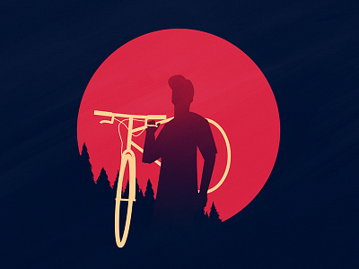 Bike dude bike colors design illustration single speed trees