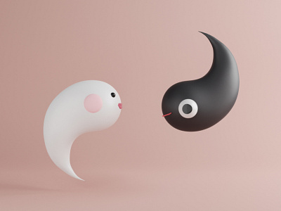 Yin Yang 3d blender character design love match symbol