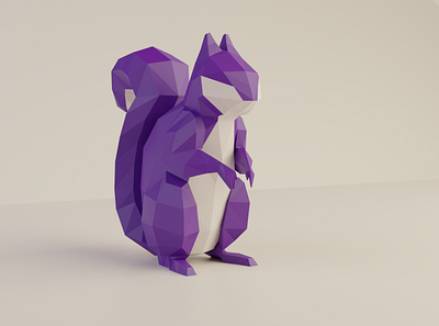 Purple Squirrel 3d animal blender character design illustration low poly