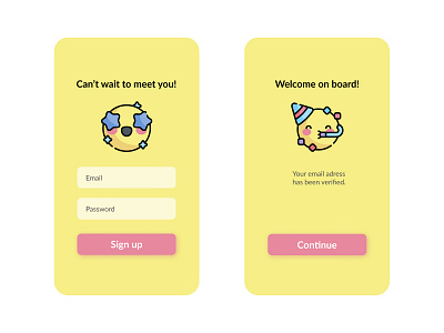 Sign up page challenge cute daily dailyui happy sign up ui yellow