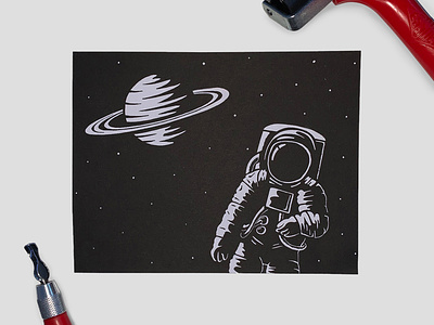 Astronaut lino print