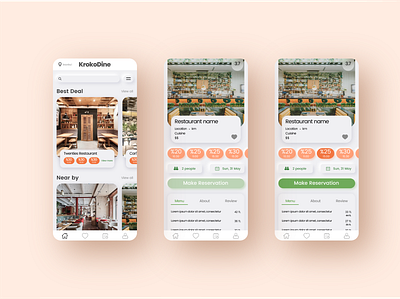 Krokodine app app design reservation app restaurant app ui ux