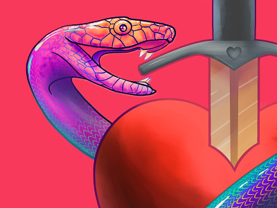 Let your love lift you up dagger heart illustration illustration art illustrator medical illustration medicine snake valentines day