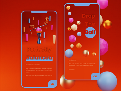 Tutorial Screens 3d 3d shapes app branding design illustration jakeux mobile mobile app product design red render ui ux vector