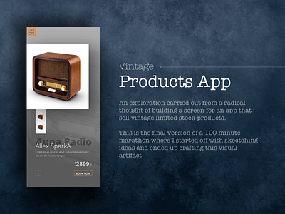 Vintage App Product Screen app design flat minimal typography ui ux