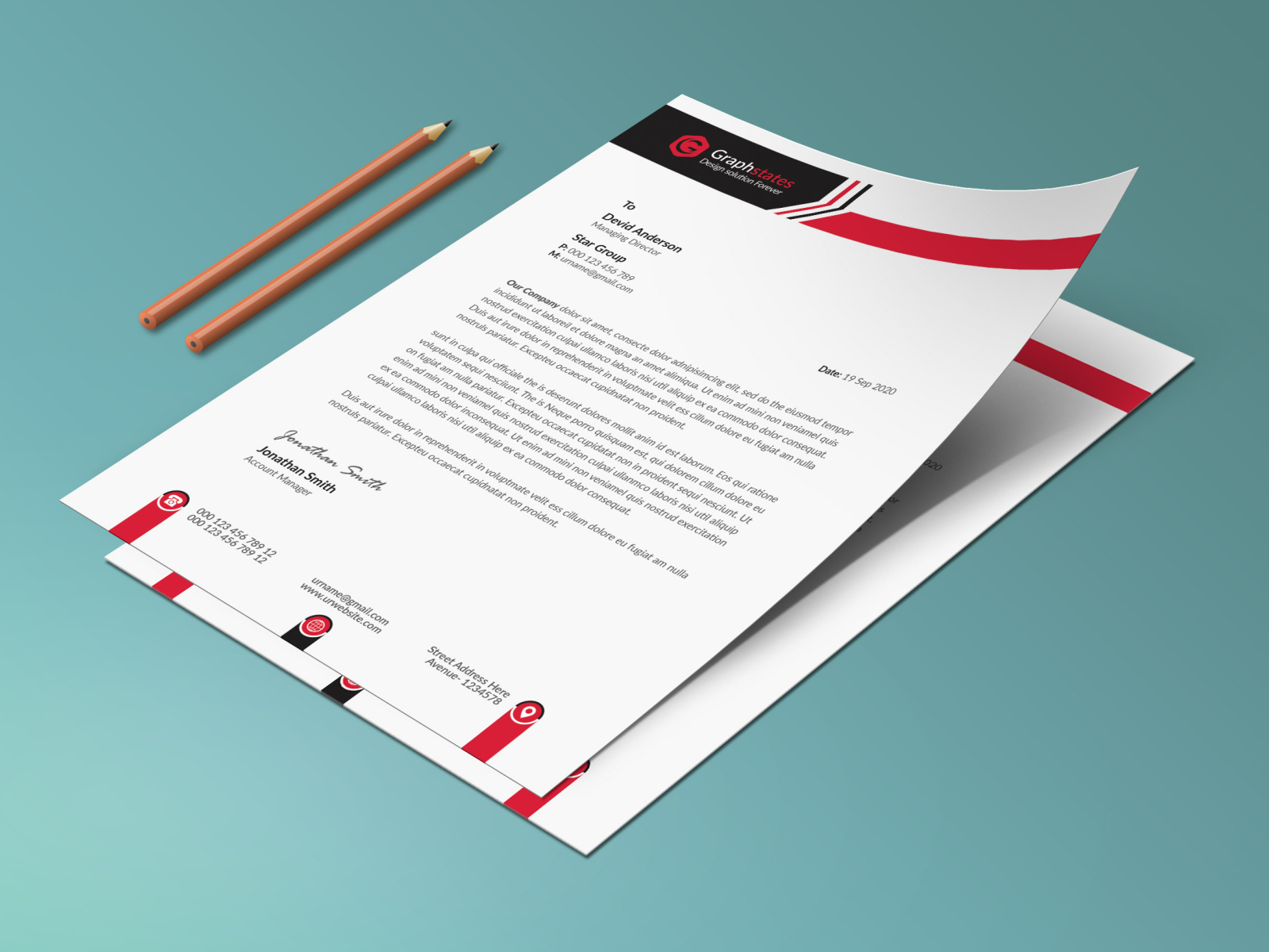 Business Letterhead Template by Graphstates on Dribbble