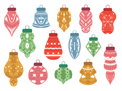 Set of Christmas Tree toys clipart collection handdrawn illustration inspiration palette vector