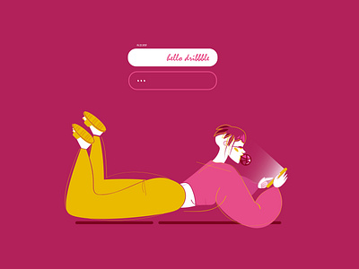 Hello dribbble chat chuwing gum dribbble flat girl hello illustration modern phone pink vector young
