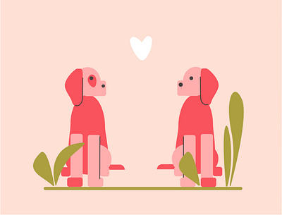 love animation dog dogs love mirror modern motiongraphics pink vector