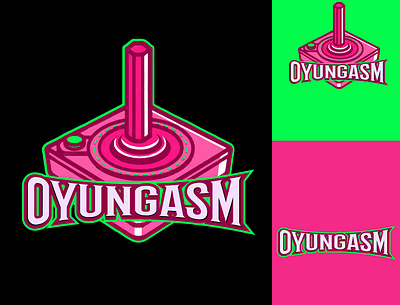 Oyungasm Logo flat green logo pink turumaji