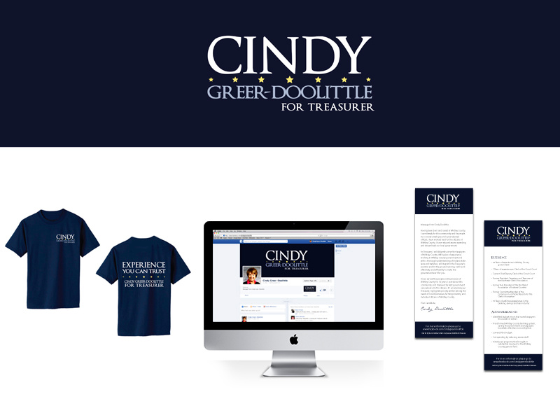 Cindy Greer-Doolittle Campaign branding facebook logo political campaign logo design print design social media t-shirt design product design