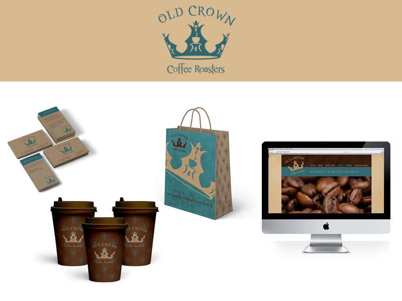 Old Crown Coffee Roaster Branding - Student Work logo website logo design brand identity business cards coffee cups shopping bag website design student work