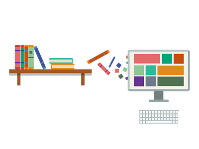 Flat illustration for an IT company - Library management system flat design
