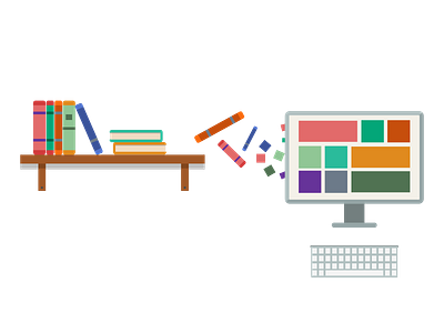 Flat illustration for an IT company - Library management system