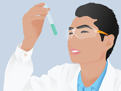 Bio-medical scientist realistic flat design illustration