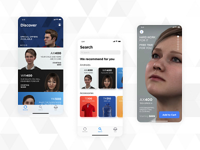 CyberLife E-commerce Mobile App app clean design detroit figma futurism ios ios app ios app design ios mobile design mobile mobile app ui user interface ux