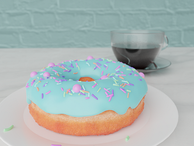 Blender Donut 3d 3d art 3d artist blender blender3dart branding coffee coffee cup design donut icing sprinkles