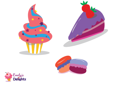 Pastries illustration for Emily’s Delightz Bakery design digital illustration flat illustration illustrator vector website
