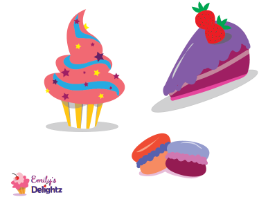 Pastries illustration for Emily’s Delightz Bakery