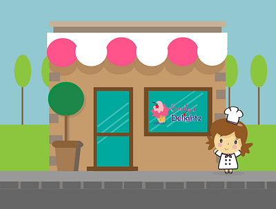 Bakery illustration for “Emily’s Delightz” design digital illustration flat illustration illustrator vector website