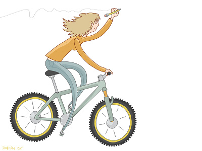 Self Portrait for my website cycling girls on bikes illustration mountian bike personal branding portrait