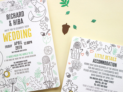 Richard & Hiba The Wedding... animals creatures digital flowers forest illustration party save the date trees wedding wedding invitation woodland