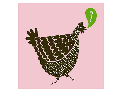 Chick, Chick, Chick, Chick, Chicken! animal animal illustration cartoon chicken chicken colourful fun print hen illustration pink green worm