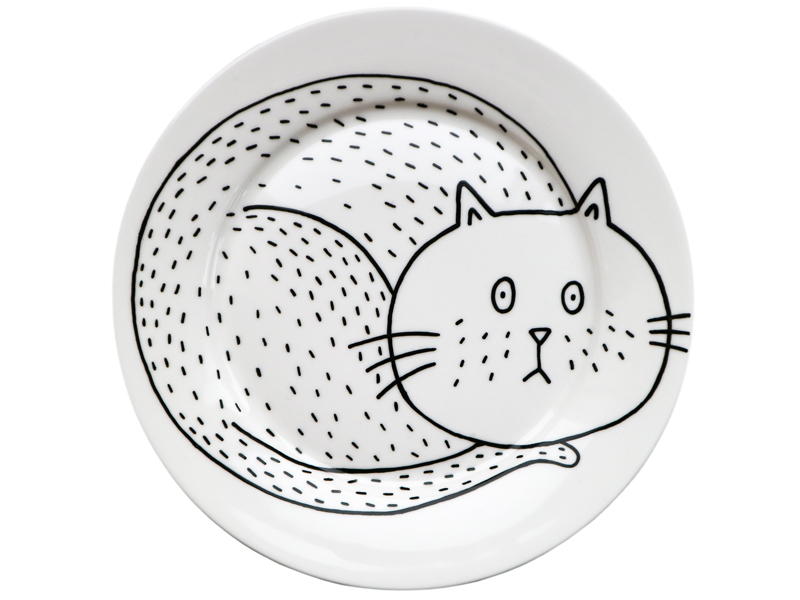 Sad Cat Plate cartoon cat cat plate ceramics illustration kitten painted ceramics pussy sad cat