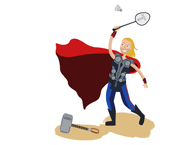 If Thor played badminton... avengers character custom card digital art illustration man marvel norse god thor