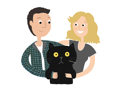 Custom Family Portrait black cat cartoon cat custom portrait drawing family illustration portrait