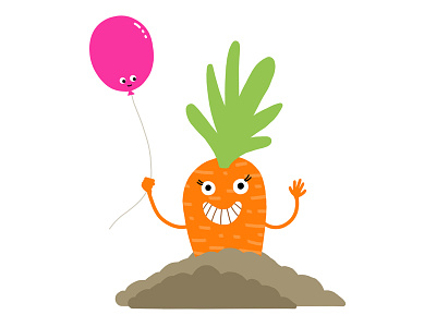 Crazy Carrot! block colour carrot character children colourful illustration cute digital art food fun design illustration vegetable