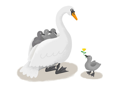 Swan Family animal art cartoon character colourful cute animals cute art digital digital art hand drawn illustration swan swans