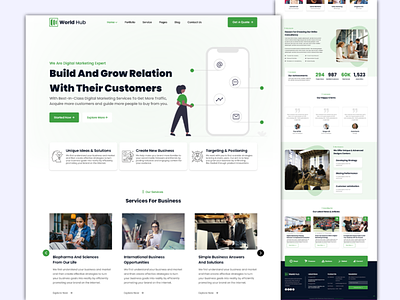World Hub Digital Marketing Website agency web template best ui presentation digital marketing service landing page mdhasinuzzaman ui ui design ui presentation ui template ui ux ui ux designer user experience design user interface design web template web ui world hub