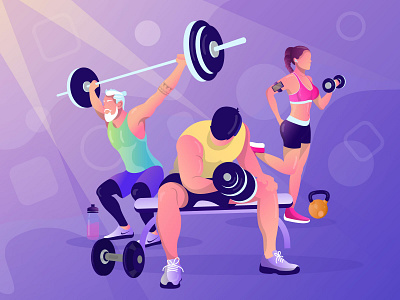 What hurts today makes you stronger tomorrow airpod character design dumbbell exercise fitness girl gym illustraion man old man sportswear tattoo water bottle weight lifting woman