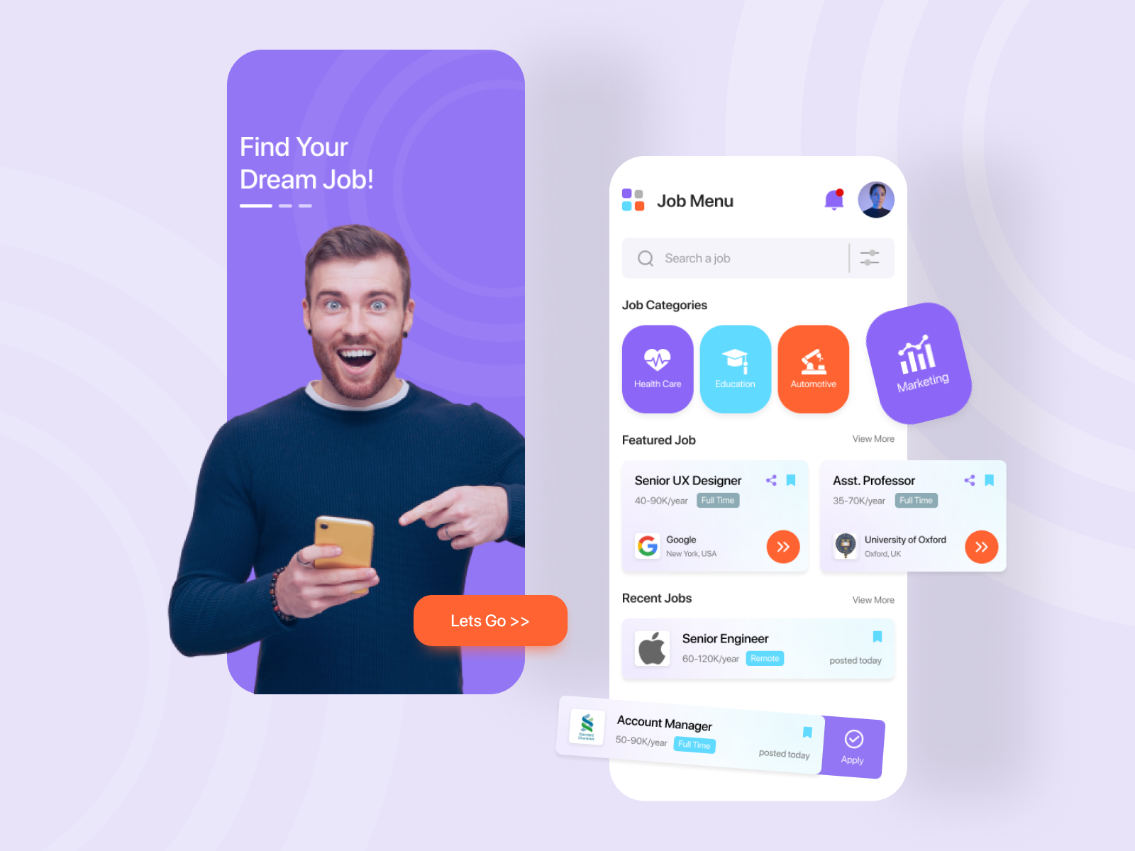 Job Searching App UI by Tanvir J on Dribbble
