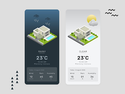 Weather App with Isometric Design animation app art design flat illustrator minimal ui ux vector