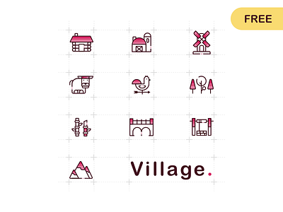 [FREE] Village Icons free freebies icon icons sketch village