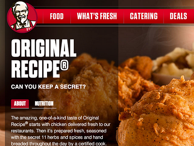 kfc com by bryan volz on dribbble