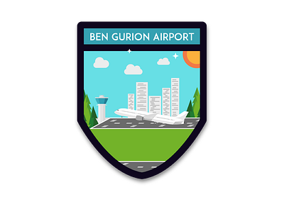 Ben Gurion Airport Badge design flat icon illustrator minimal ui vector